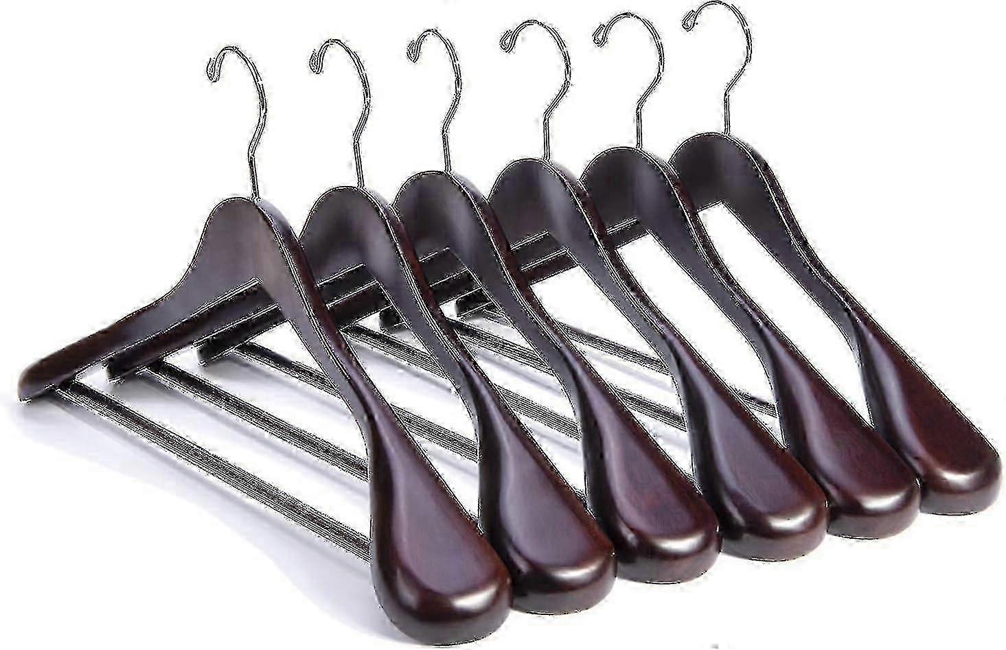 Luxury Mahogany Wooden Suit Hangers - 6 Pack - Wood Coat Hangers,jacket Outerwear Shirt-Fian
