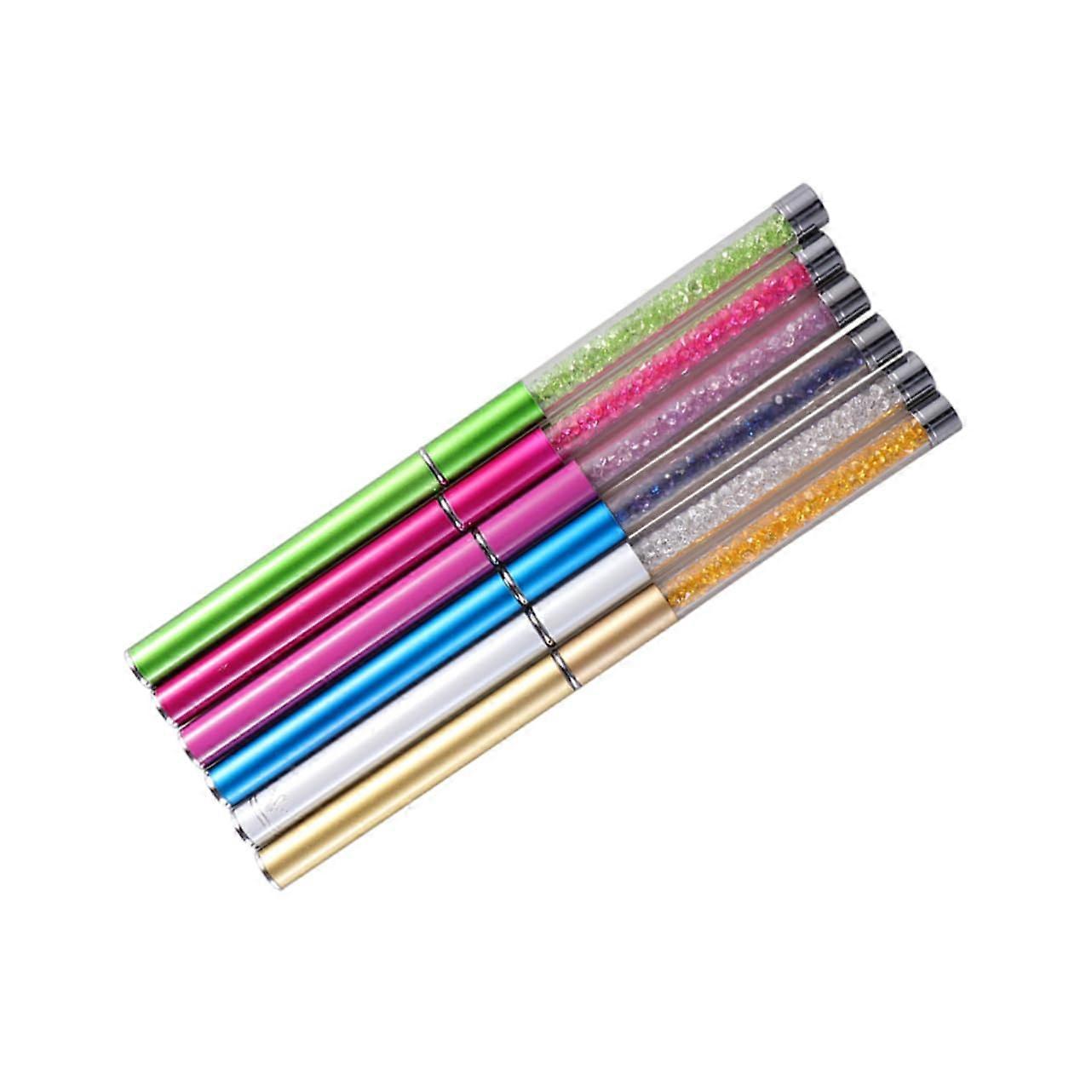 Luxury Mascara Wands with Shiny Stones 6pcs Eyelash Brush Set Ideal for Professional Salons and Home Use Dark