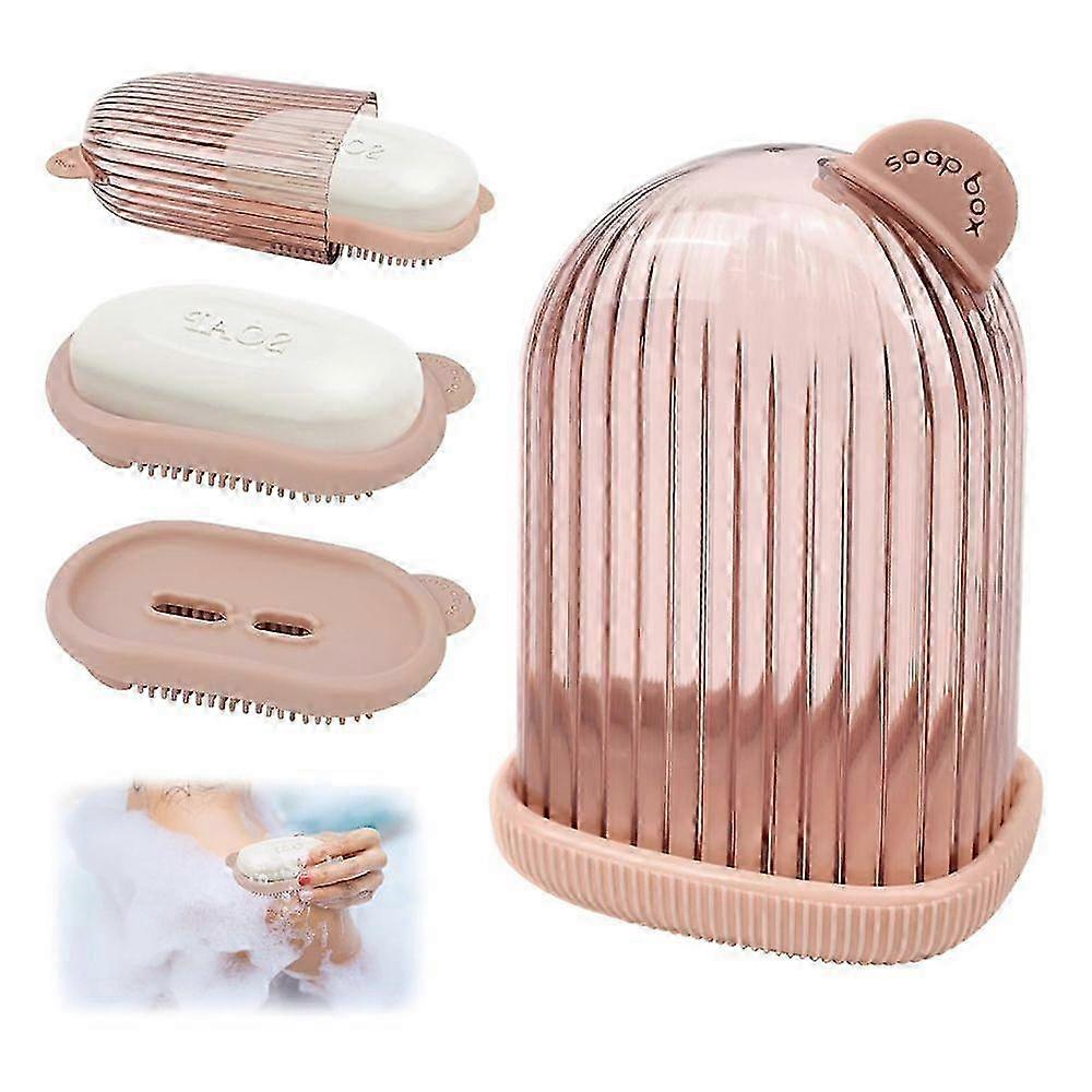 Soap dish with drip tray, pink, 1 piece