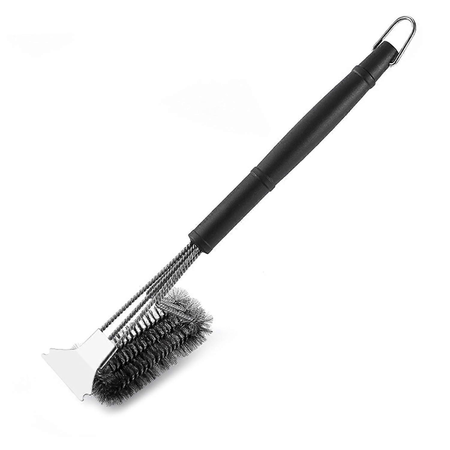 Grill Brush 3-In-1 With Scraper Stainless Steel Spatula PP Heat Insulation Handle For Gas Charcoal Kettle Grill