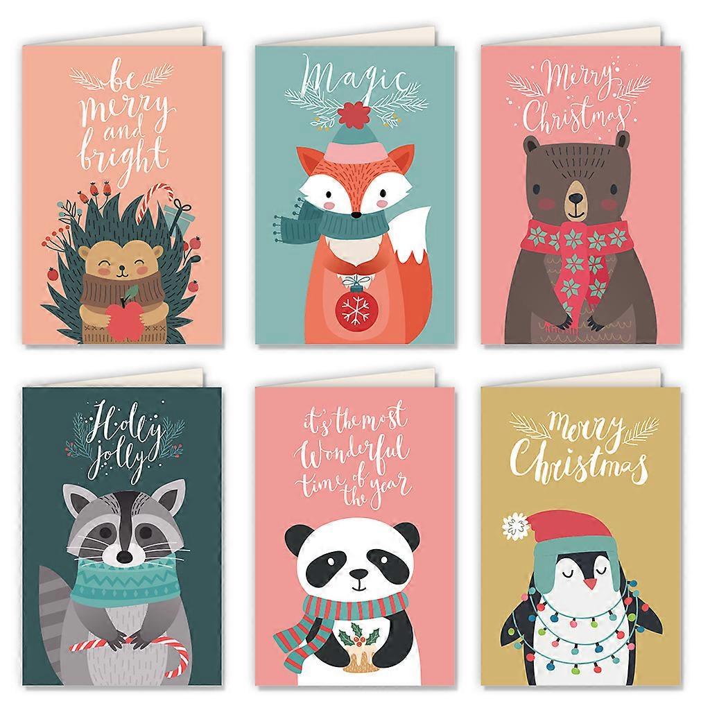 6 Sets Christmas Greeting Card Envelopes Xmas Holiday Message Invitation Card Multicolor