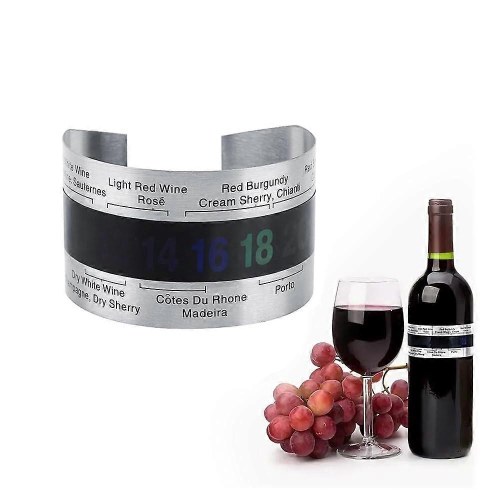 Wine Bottle Thermometer Stainless Steel LCD Instant Read Temperature Sensor Stylish Cuff for Beer and Wine 1 Pack