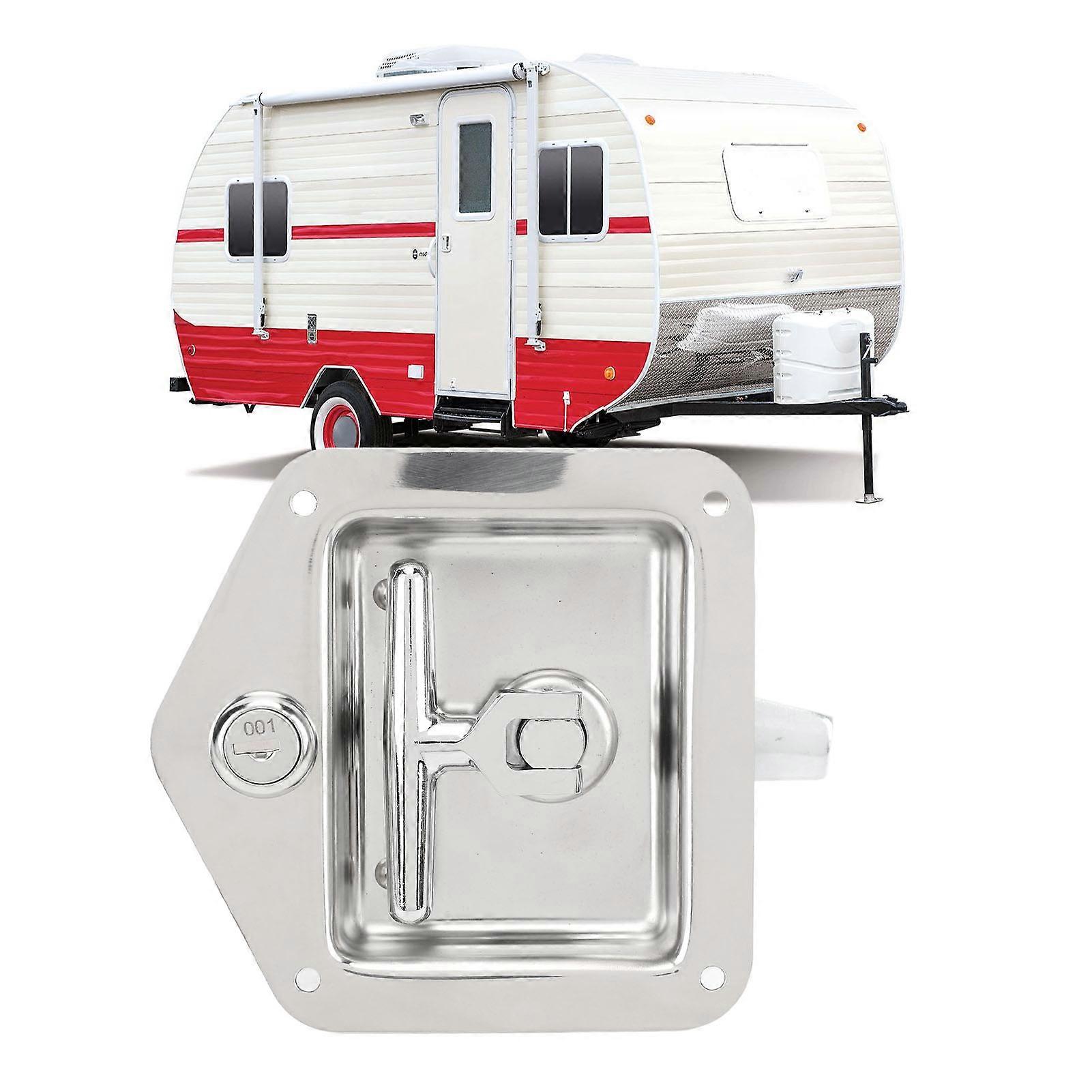 T Handle Tool Box Latch 4.9 X 4.7in Highly Polished Stainless Steel RV Toolbox Handle Lock with Keys Gasket for Caravan Truck Toolbox 