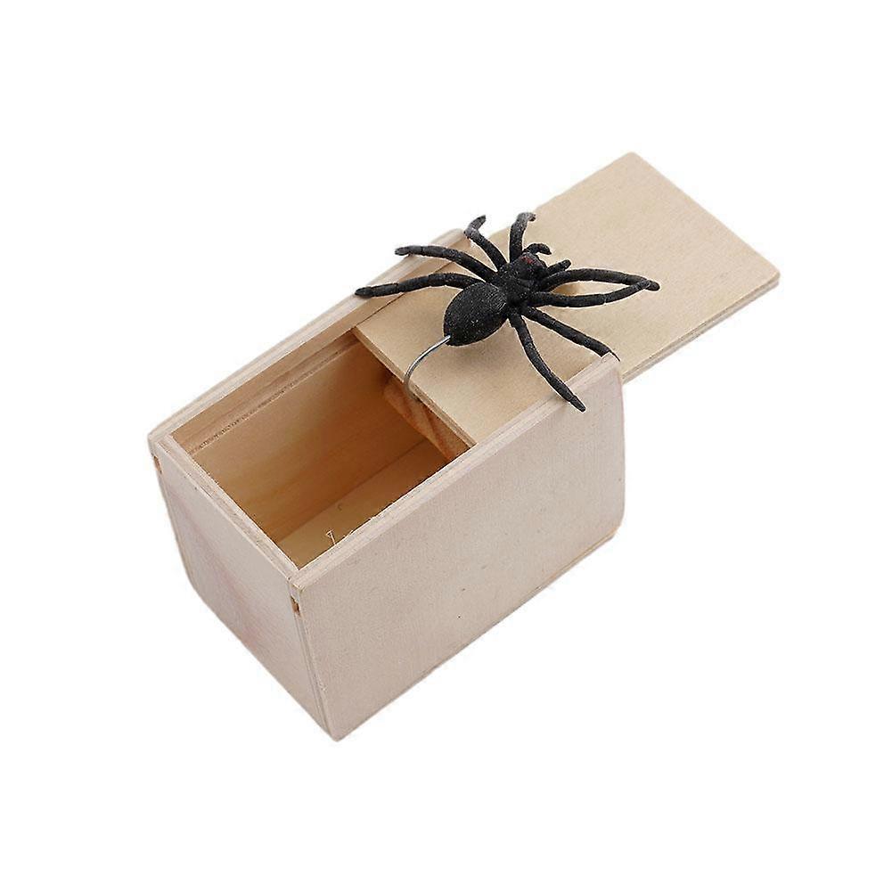 White box (A)$Spider scared wooden box spoof creative trick toy spider prank people