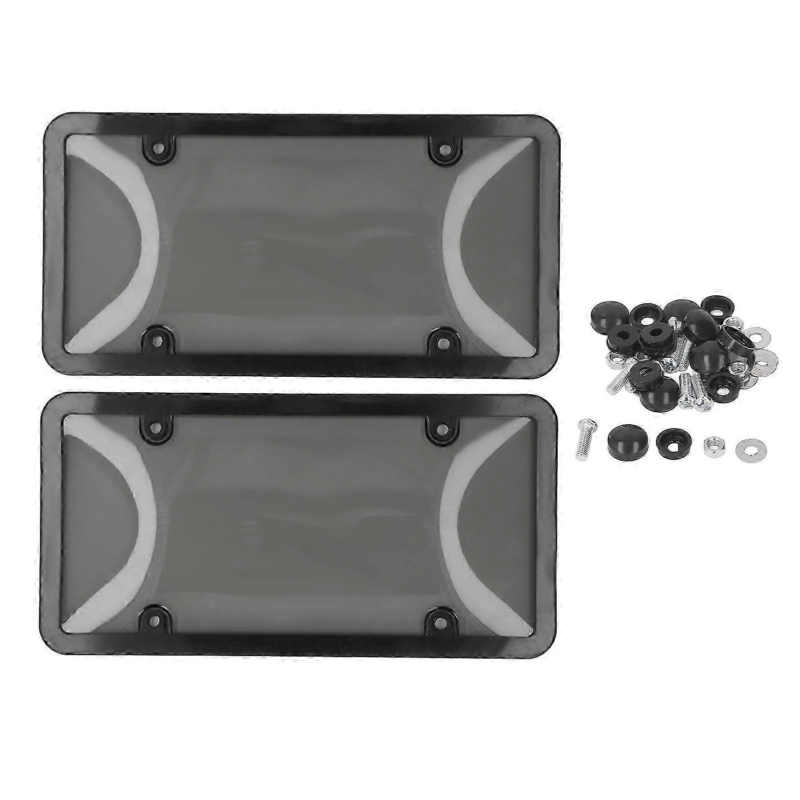 Standard Fit License Plate Frame Cover Set in Smoky UV Resistant Material for Car and Truck Protection