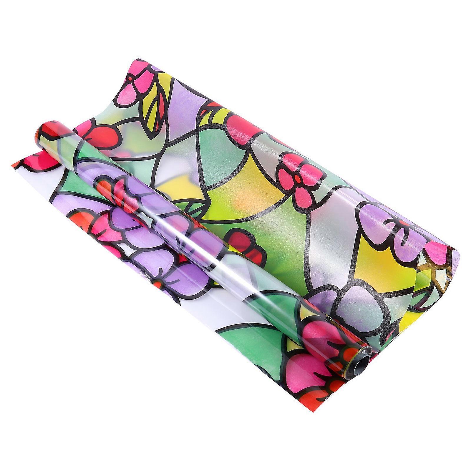 1 Roll Privacy Window Film Flower Pattern Non Adhesive Glass Window Cling