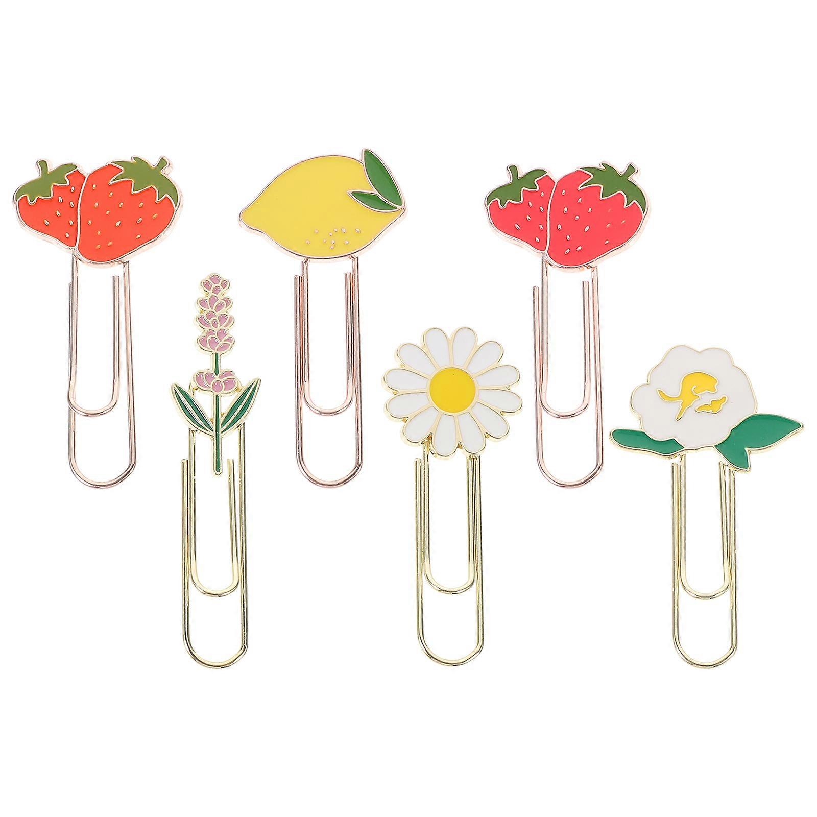 Unique Shape Paper Clips Zinc Alloy Material Organizing Papers Flower Shape Student Use 6Pcs