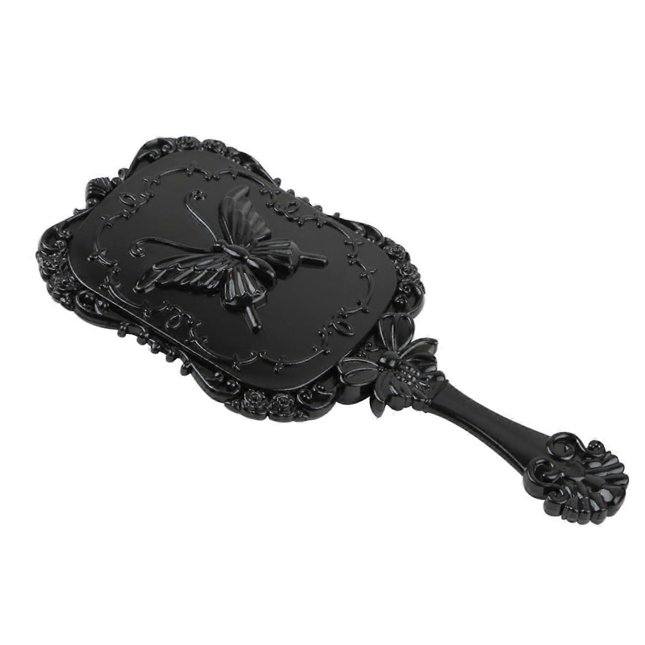 2 Pieces Square Handle Cosmetic Mirror Set Portable Plastic Makeup Mirror Elegant Black Design for Home and Salon Use