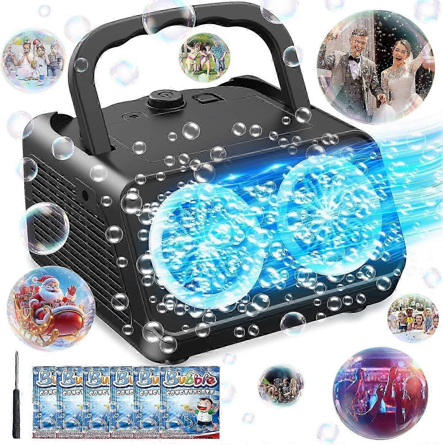 Bubbelmaskin, uppgraderad automatisk bubbelblåsare, bärbar bubbelmaskin med 2 hk