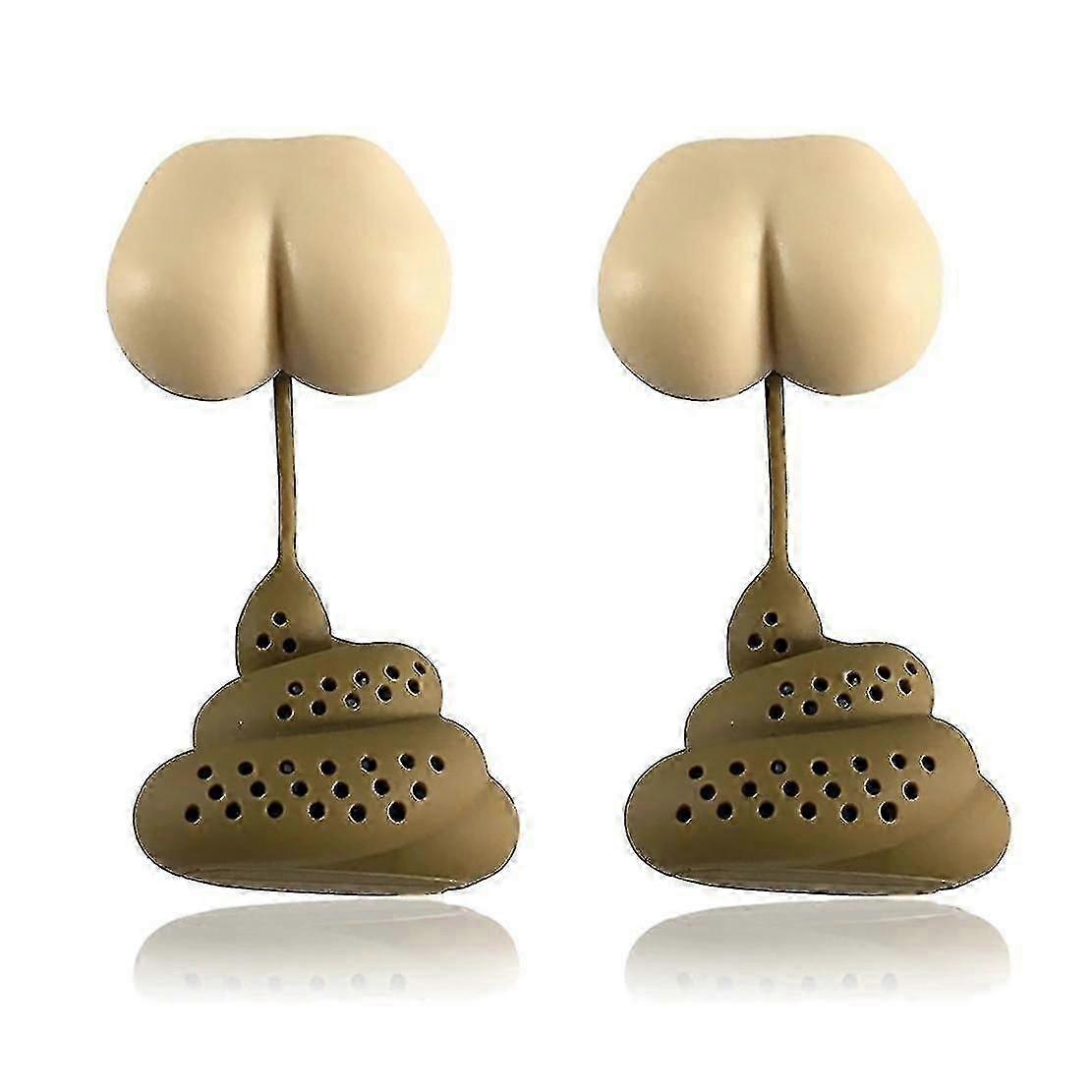 2pc Reusable Silicone Tea Infuser Poop Funny Tea Coffee Filter Diffuser Strainer Accessories A