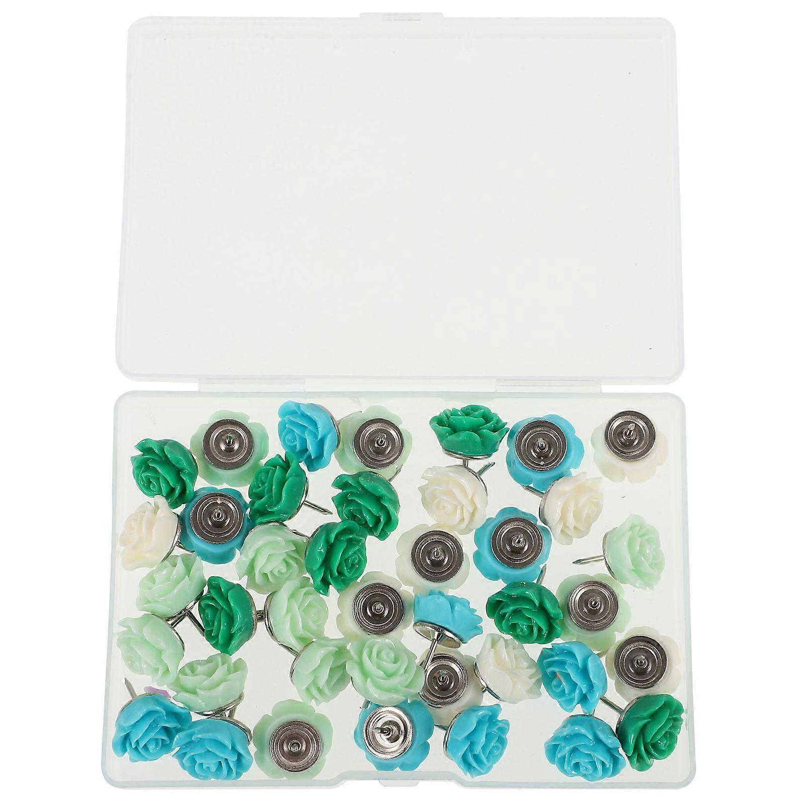 Cute Thumb Tacks Flower Shaped Pushpins for Classroom Use Assorted Color 1.80X1.60X1.60CM Photo Pinning 40Pcs