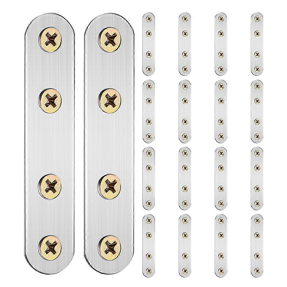 Flat Metal Plate Straight Corner Brace Construction Projects Structural Support Silver 7.70X1.60X0.18CM 18Pcs