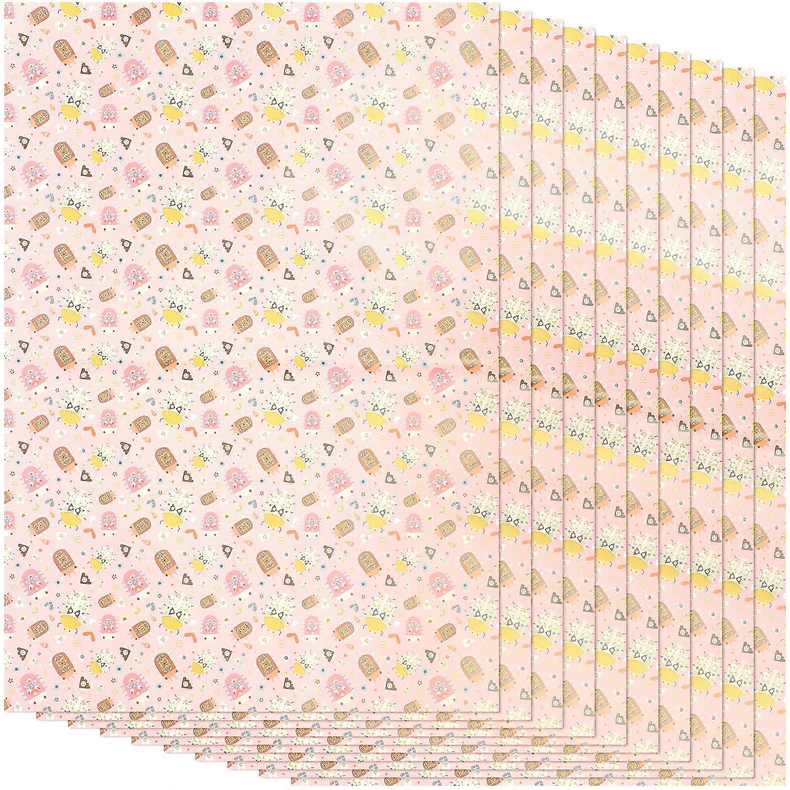 Flower Wrapping Paper For Diy Cartoon Animal Pattern Pink present Wrapping 70X50cm 10 Sheets