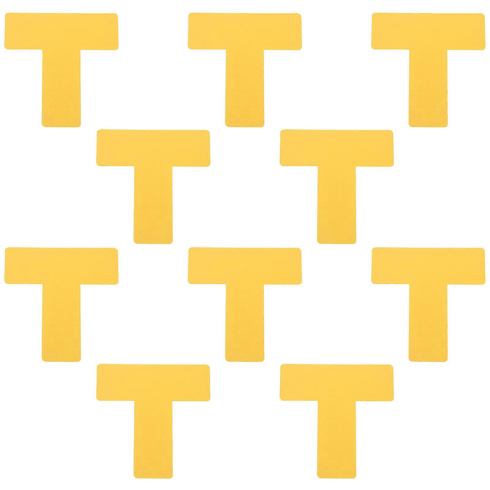Label Stickers T-Shaped Dual Corner Design Yellow Floor Marking Tape For Desk Accessories Office Use 10Pcs