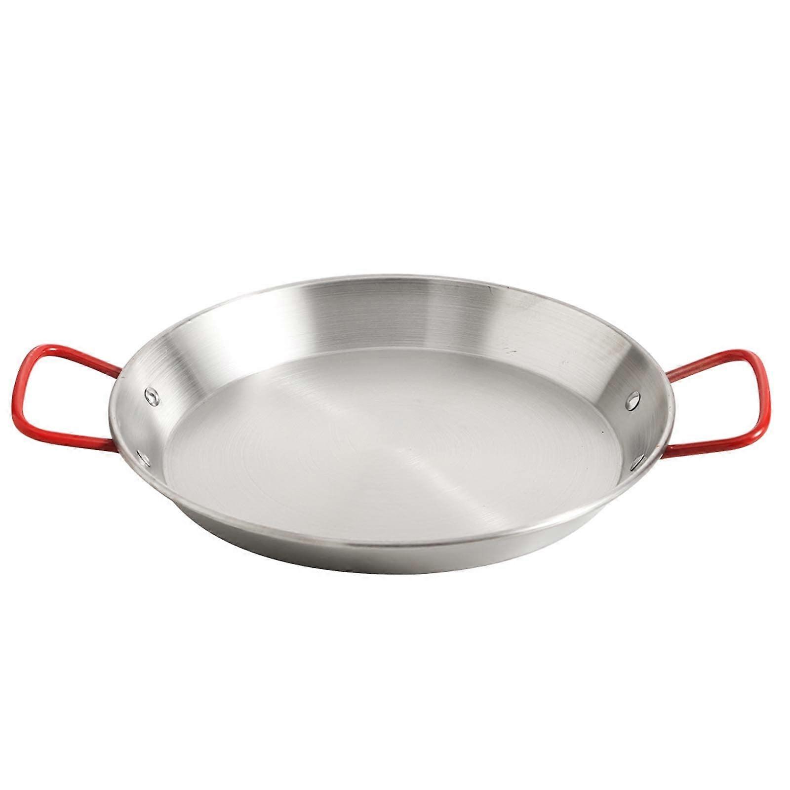 Paella pan, stainless steel, nonstick Spanish pot with double handles (Silver,24cm)