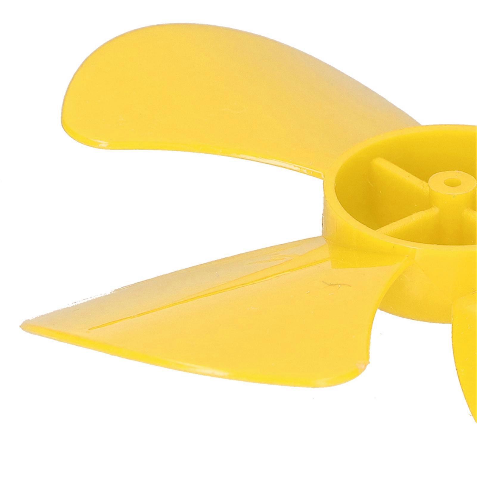 10Pcs 60mm 4-Blade Plastic Rotating Propeller Boat Propeller Accessories with 2mm Hole Yellow