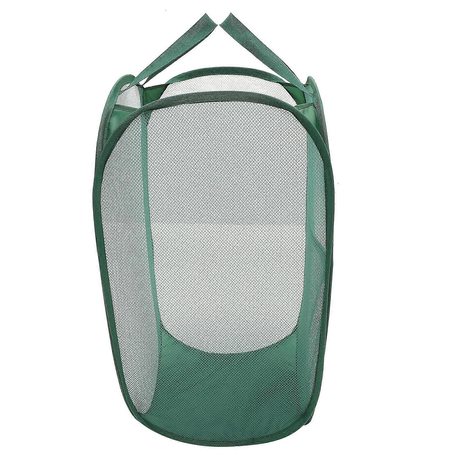 Foldable Laundry Hamper Green Nylon Mesh Breathable Design for Storage Use