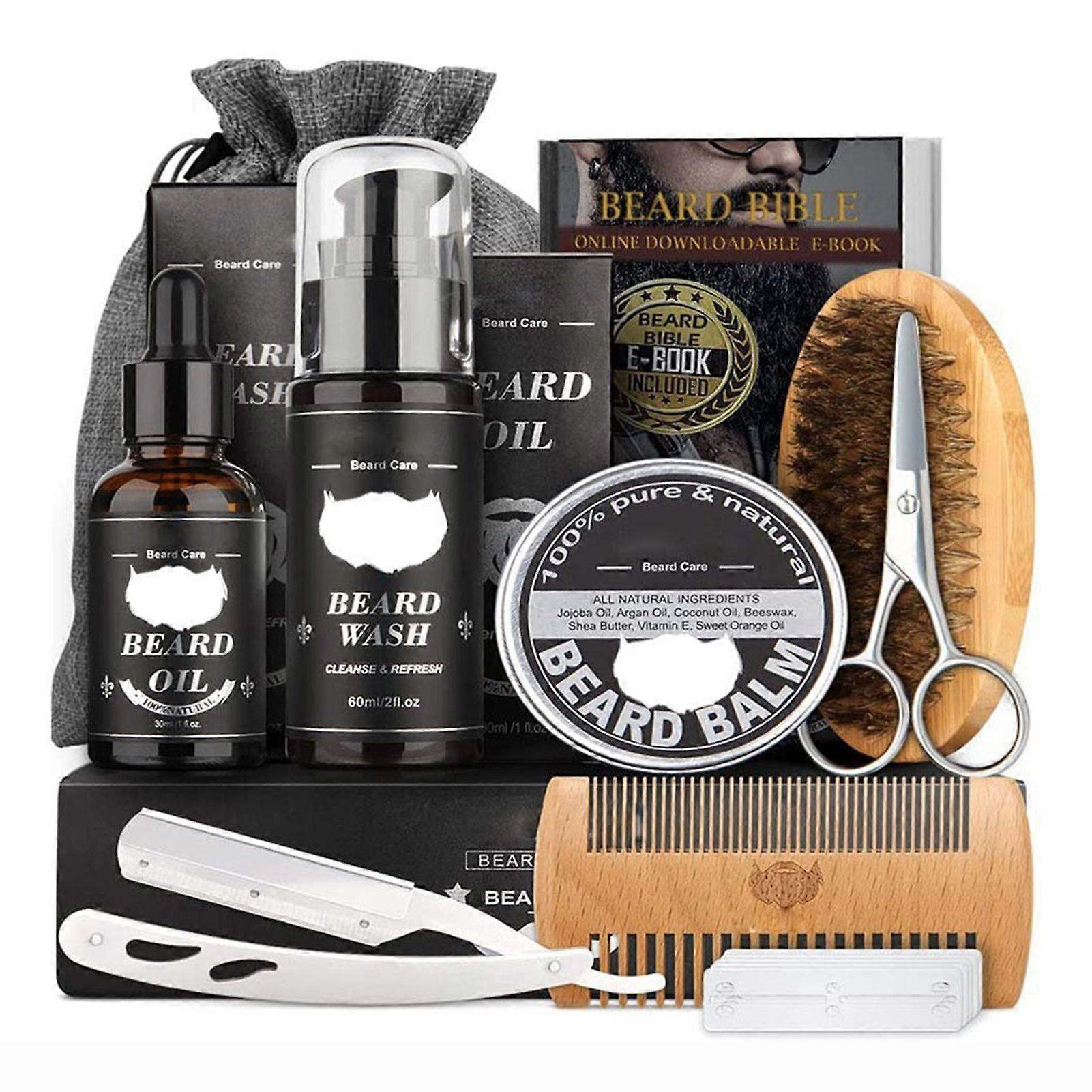 5/8/9Pcs Men's Beard Care Kit, Deluxe Beard Grooming & Styling Kit includes Beard Growth Serum, Comb, Balm, Oil, Scissors