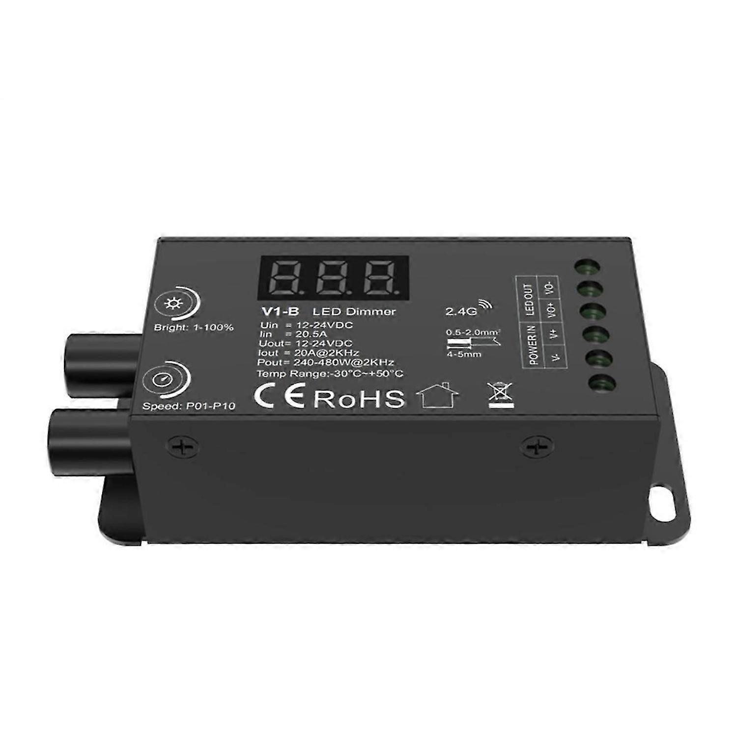 Dual Knob Constant Voltage LED Dmmer 1CHx20A Wireless Remote Control Numeric Display CV Controller V