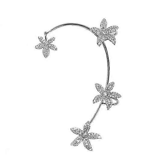 1Pc Clip Earring Flower Electroplated Sparkling Ear Cuff for Party