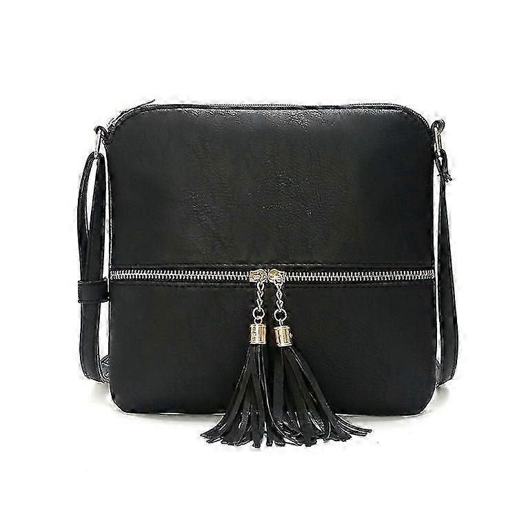 Arrival Crossbody Bag with Double Tassel Front Pocket and Zipper Closure