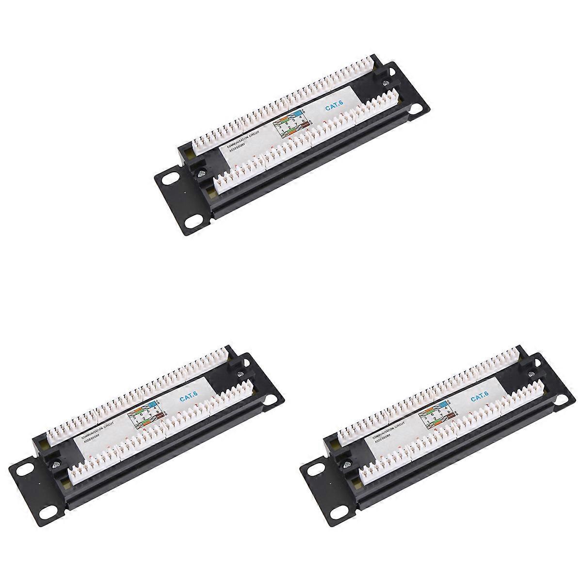 3X CAT6 8 Ports Patch Panel Rack Network 6.89 Inch 1U Rack Mount with RJ45 Socket for Household Dist