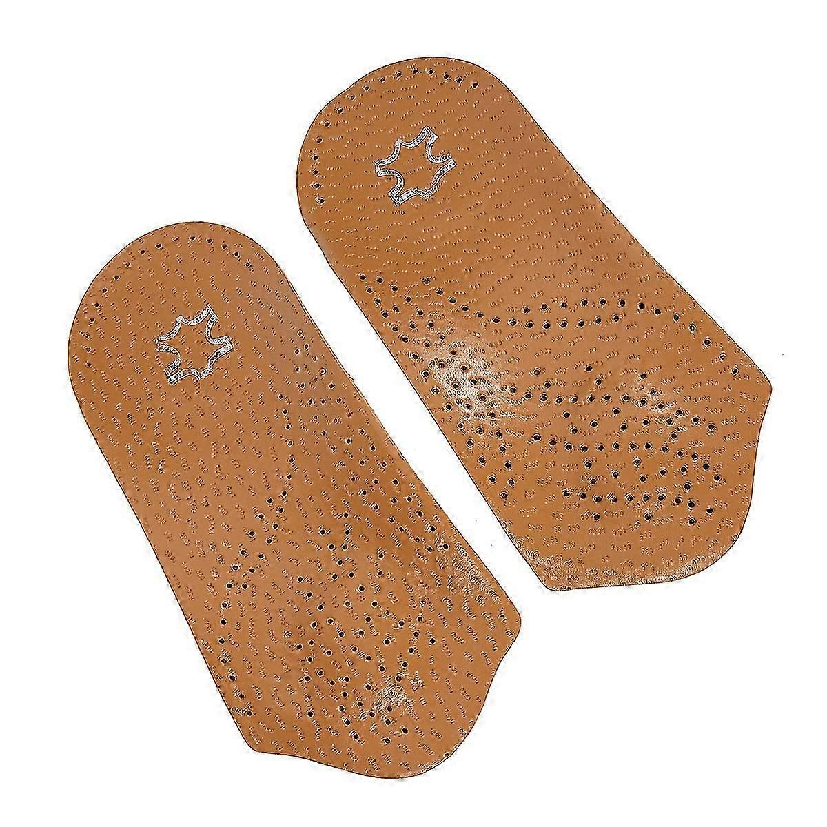 1 Pair Flat Insoles Arch Half Pad Leather Arch Support Inserts Shoe Pads for Adults Size 39-40 (Brown)