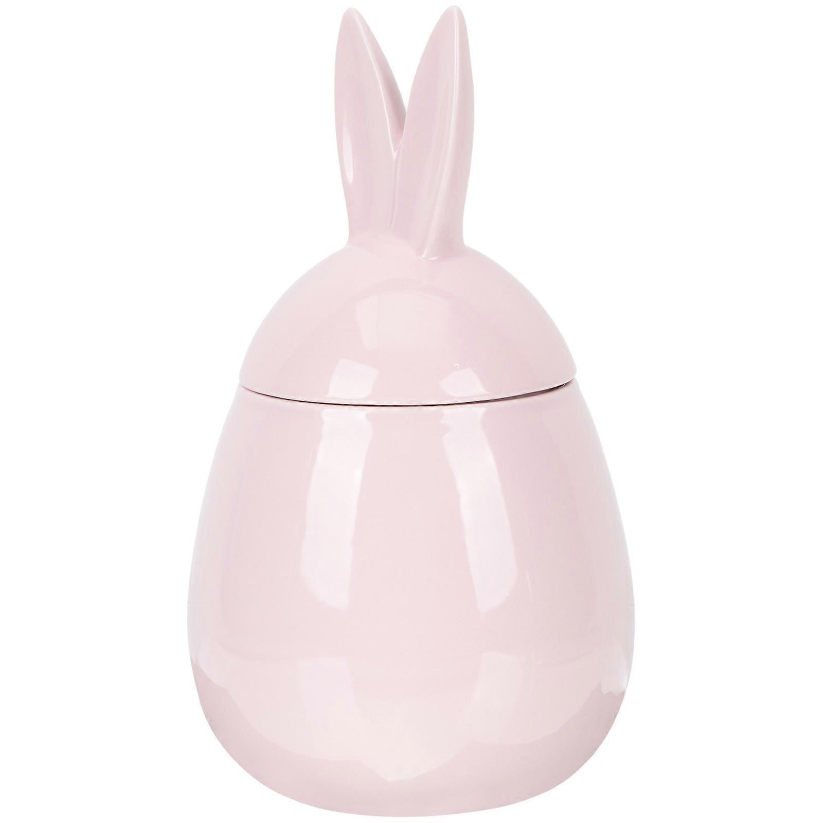 Easter Rabbit Ceramic Storage Canister with Sealed Lid – Multi Function Household Tea Container for Loose Tea, Candy, Coffee & Dried Snacks – Pink