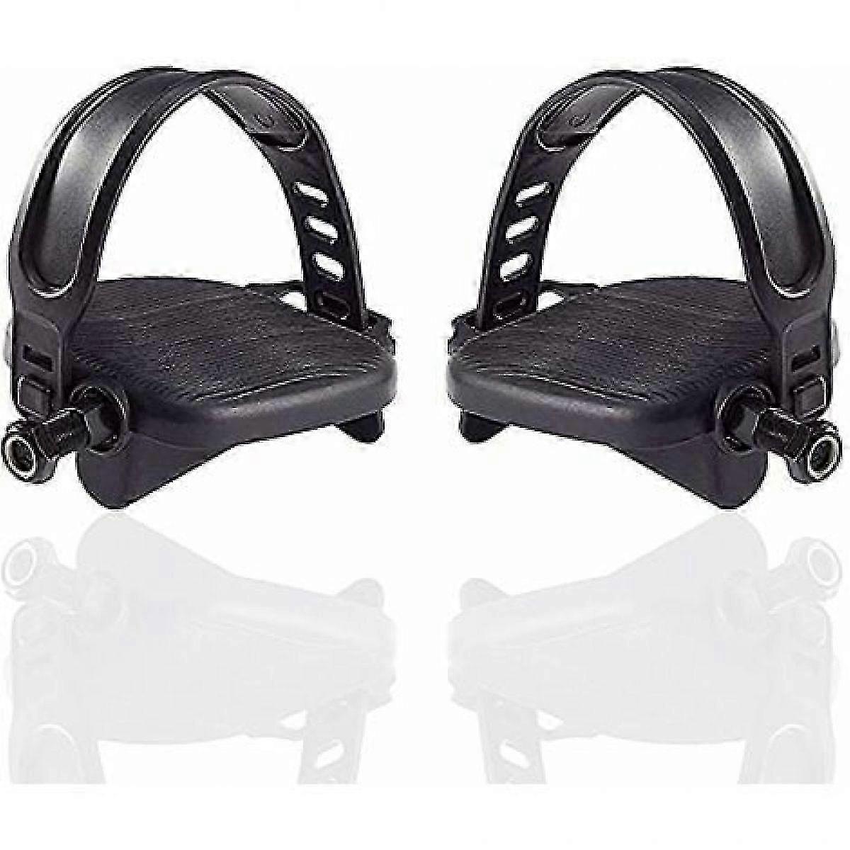 1 pair of sports bicycle pedals with anti-slip fixed straps - 1/2 inches