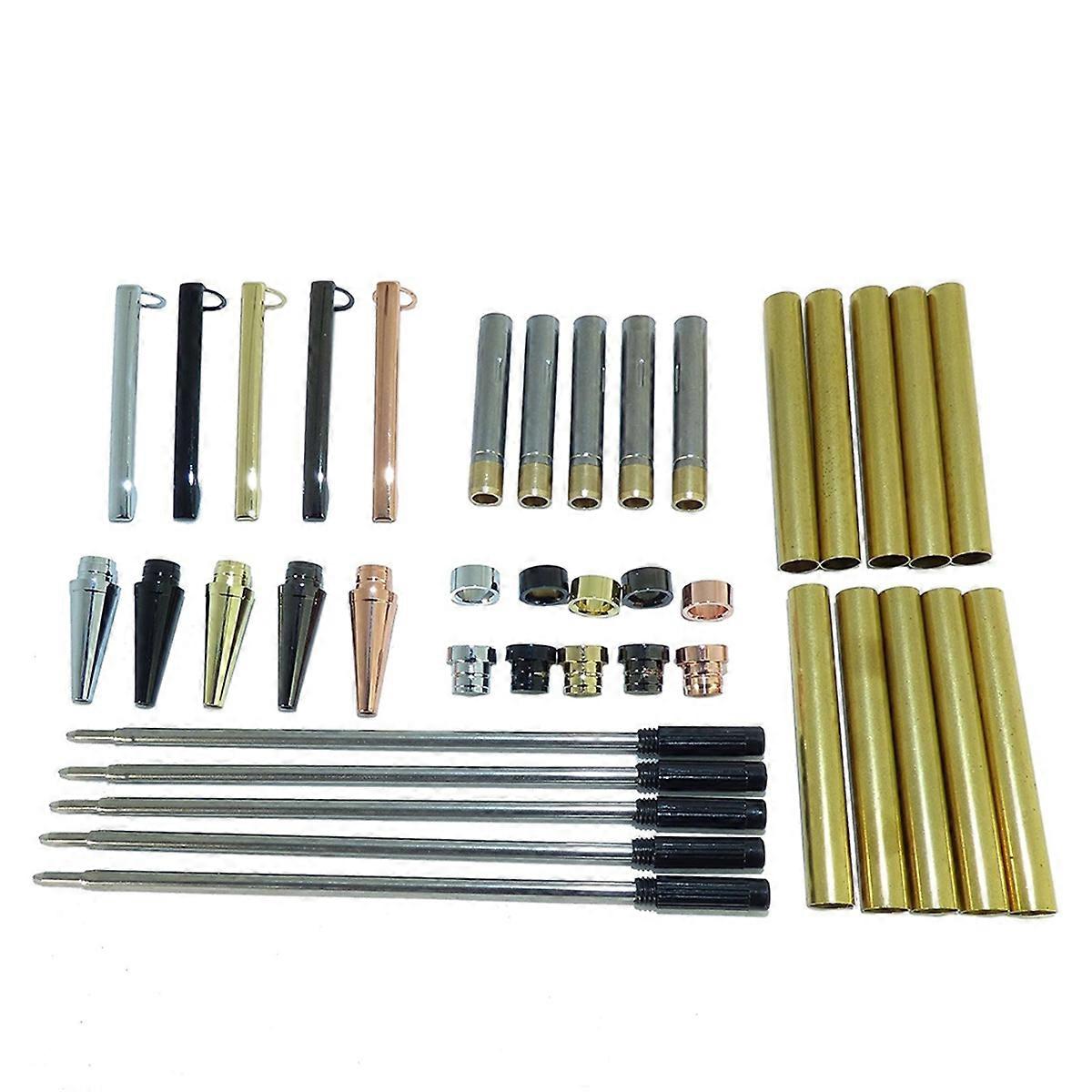 Woodturning Slimline Pen Kit Set of 5 Mixed Colours