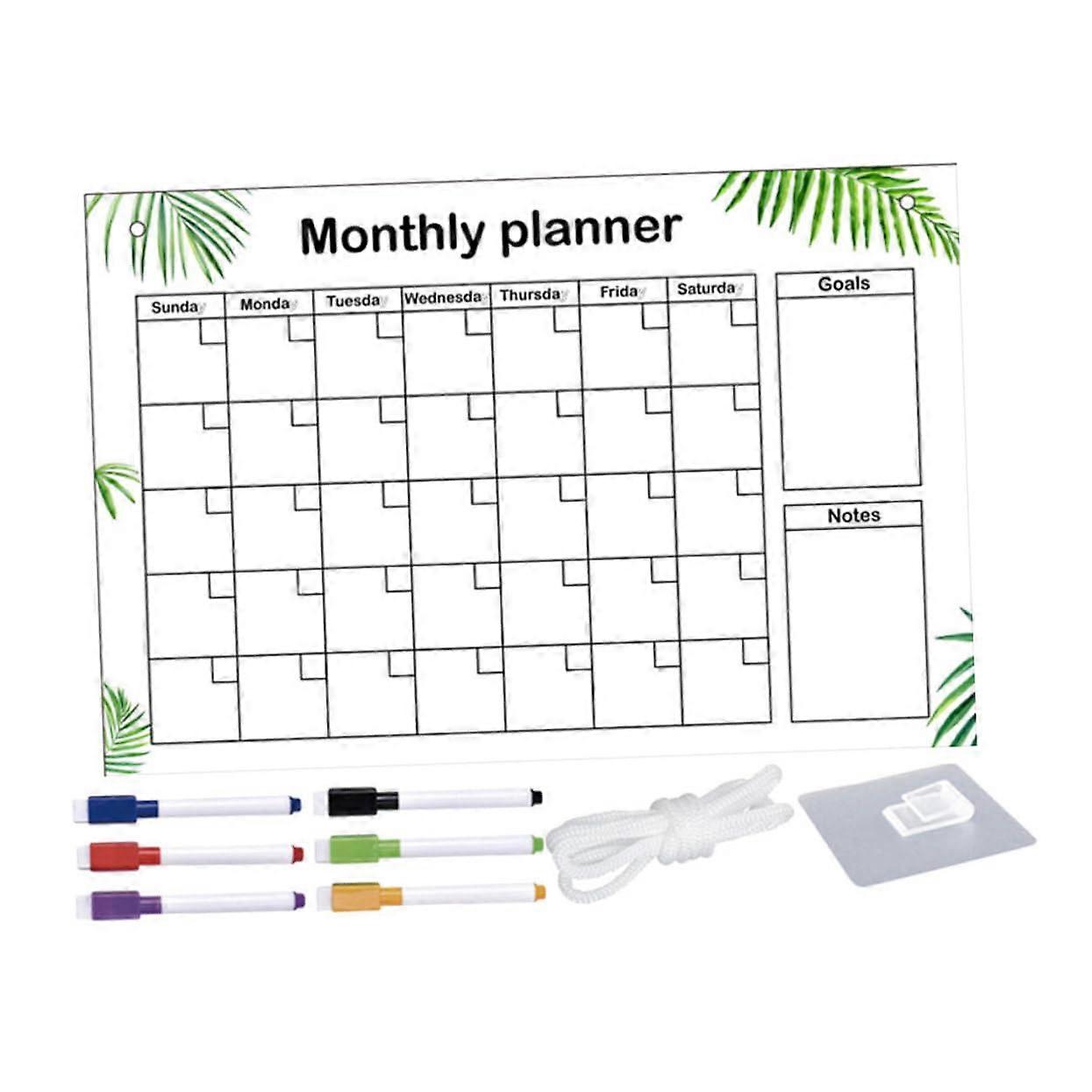Acrylic Monthly Calendar Whiteboard for Fridge, Portable Planning Tool with Markers, EasytoClean Design, Multifunctional for Home Office