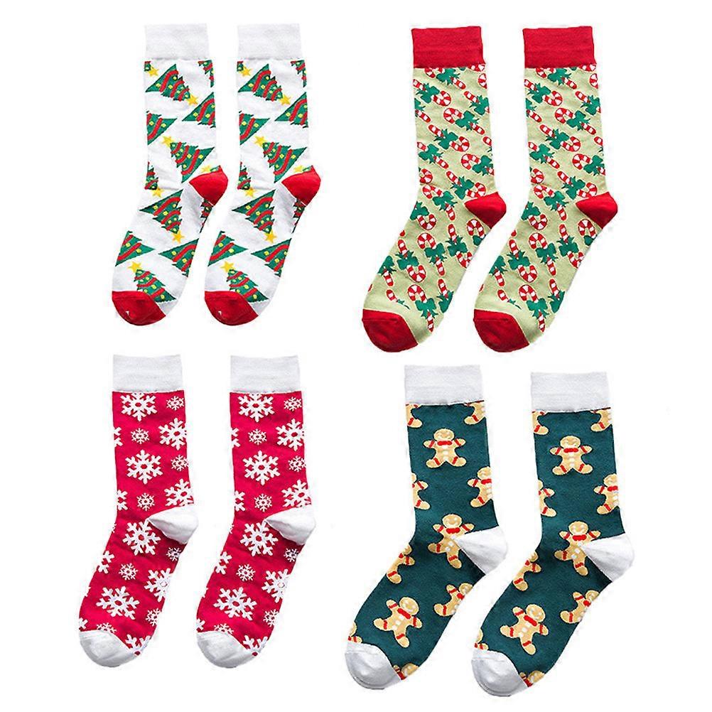 Unisex Funny Socks Christmas Style Wearable Umbrella Handle Pattern 4Pairs