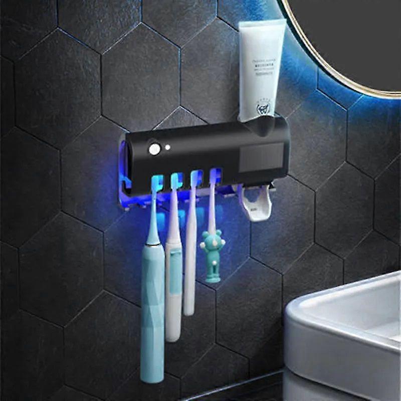 Smart toothbrush sterilizer UV punch-free wall-mounted toothbrush holder automatic squeezing toothpaste device toothbrush rack