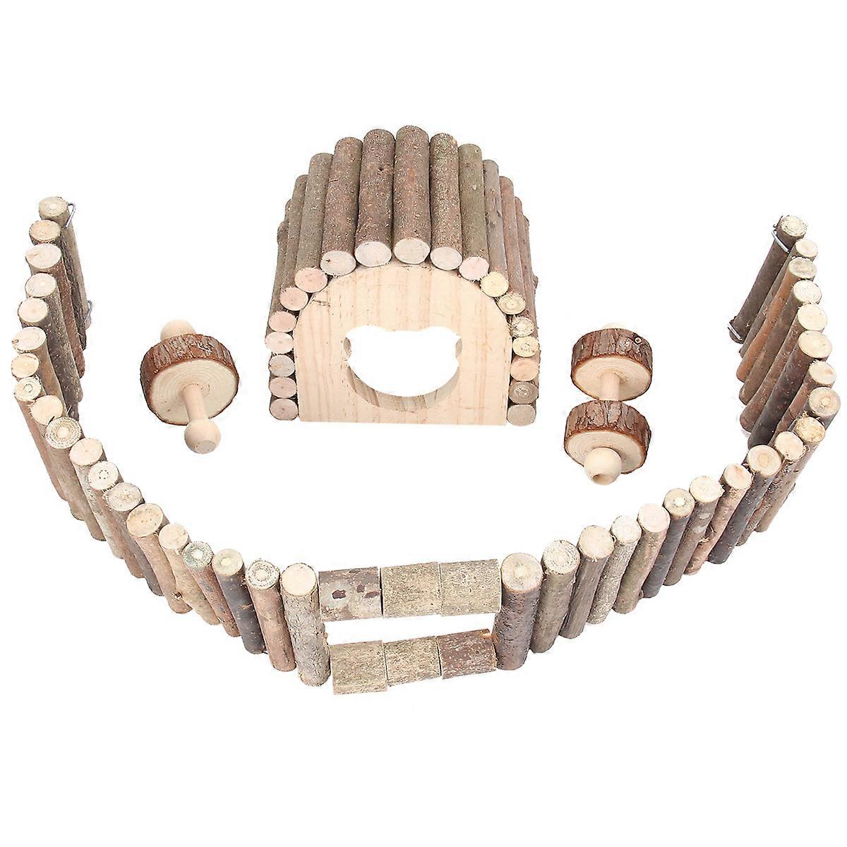 Pet Fence Toy Small Animal Chewing Plaything Wooden Simulation For Mice Exercise 1 Set