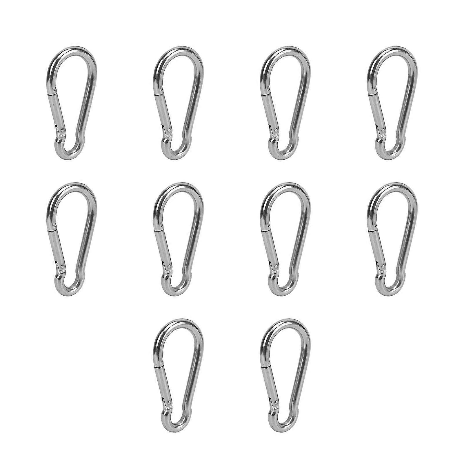 10個カラビナクリップスプリングスナップフックハイキング用ステンレス鋼安全バックルロック12mm / 0.47in YMHC