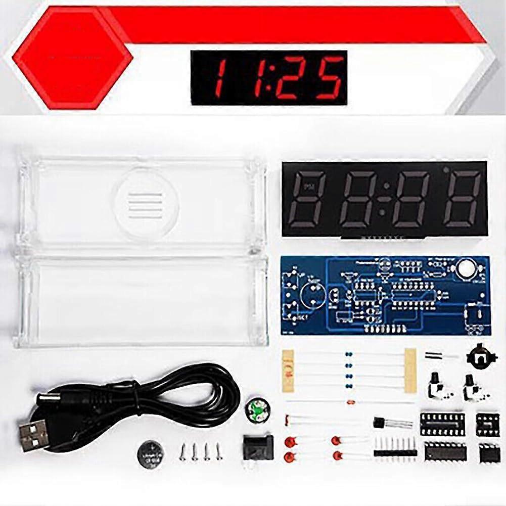 DIY Electronic Clock Assembly Kit with Temperature Measurement, a tool for understanding circuit principles (red)