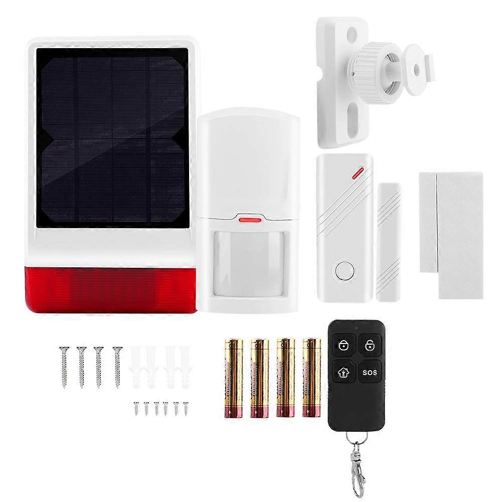433MHZ Wireless Solar Siren Burglar Security Alarm System 1 Door Magnet 1 PIR 1 Remote Control