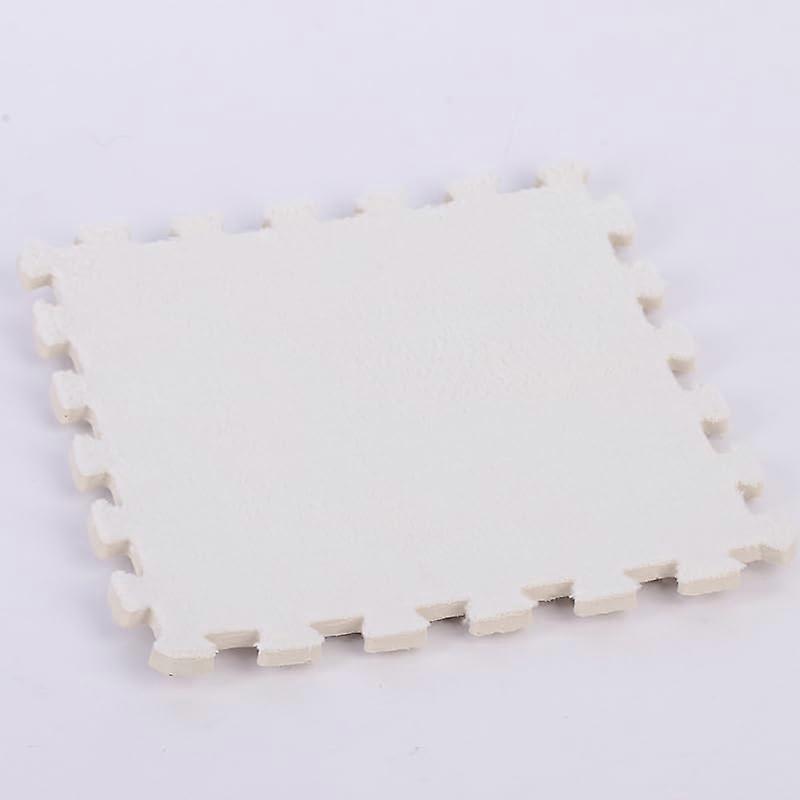 20 Pcs 12x12in(30.5x30.5cm) 0.4in(1cm) Plush Foam Floor Mat Interlocking Tiles With Border White Soft Area Rugs For Home