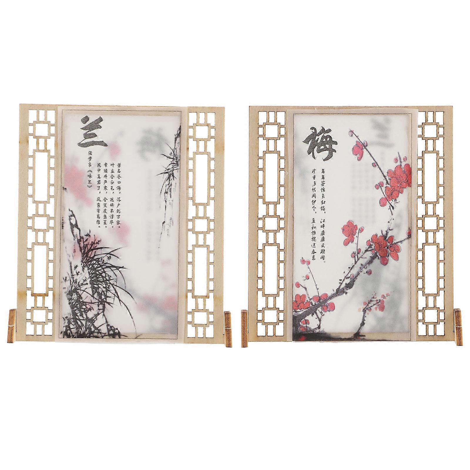 2pcs Vintage Style Miniature Decorative Screen Model for Dollhouse DIY Scene Setup and Mini House Furniture Display