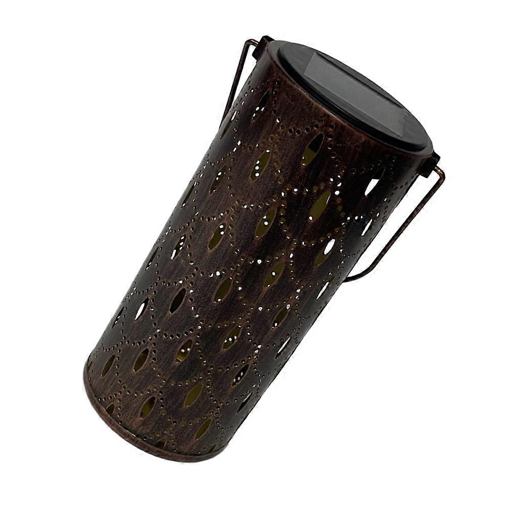 Solar Powered Iron Hollow Lantern LED Outdoor Hanging Light for Garden & Patio Decoration