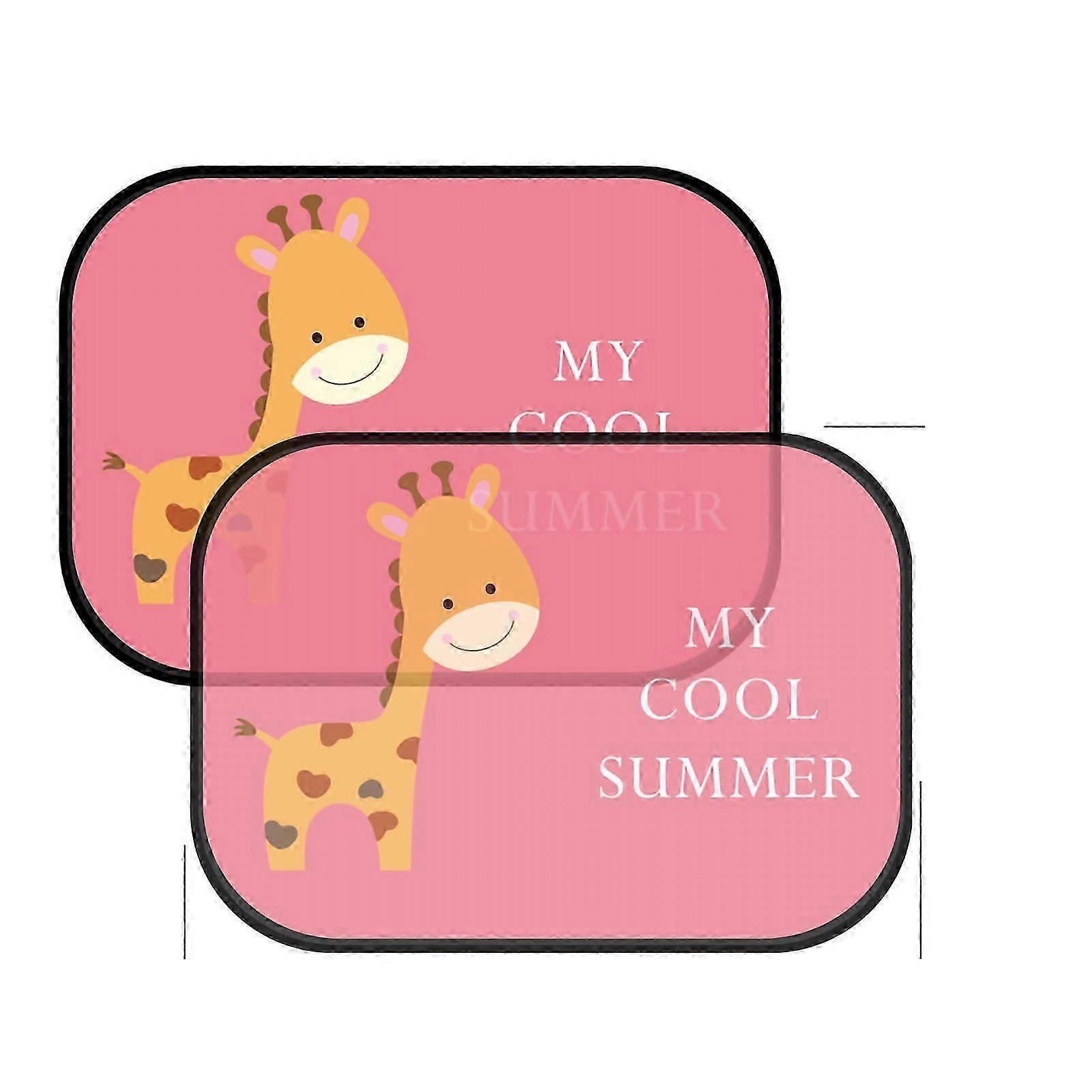 2pcs Electrostatic Adsorption Car Side Window Sun Shade Net Heat Insulation Net Mesh Shield UV Protection for Car Giraffe