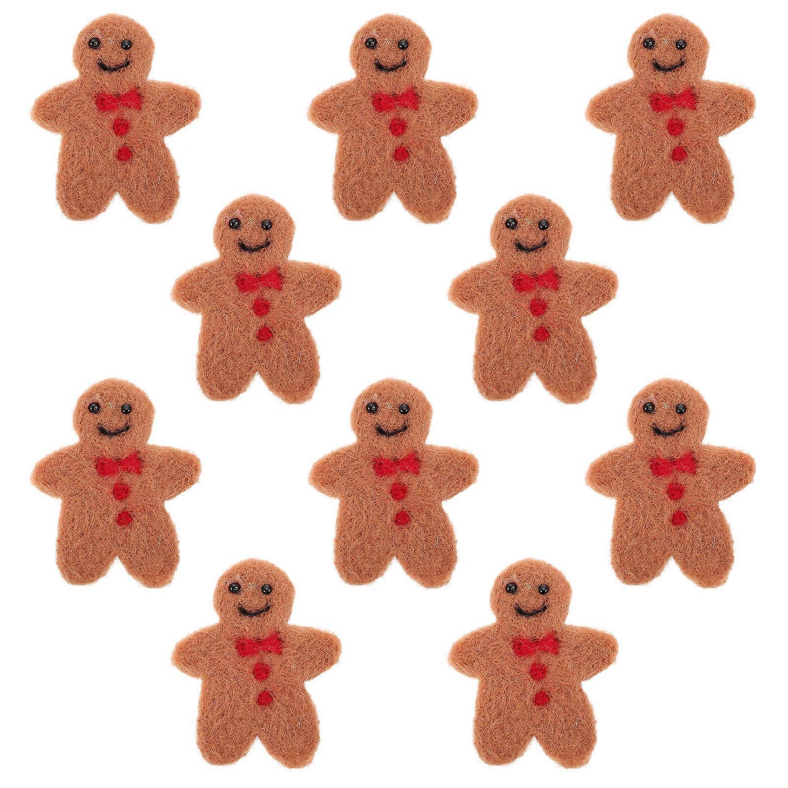 Christmas Hanging Pendants Gingerbread Man Felt Craft Diy Craft Projects Decoration 2.8×2.6×0.2in Wool Felt 10Pack