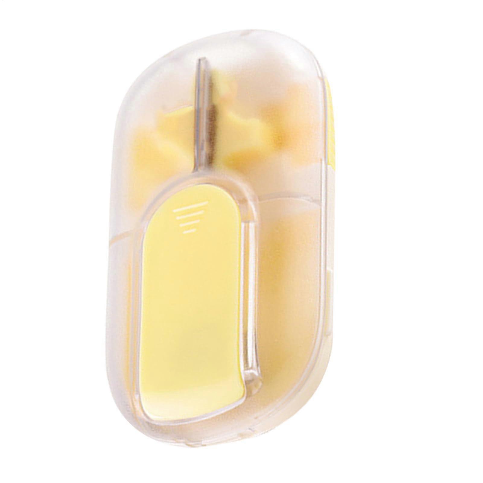 Tablet Crusher, Pill Splitter, Reusable Pill Grinder Portable Medicine Box, Multipurpose Tablet Storage Box for Daily Use, School, Yellow