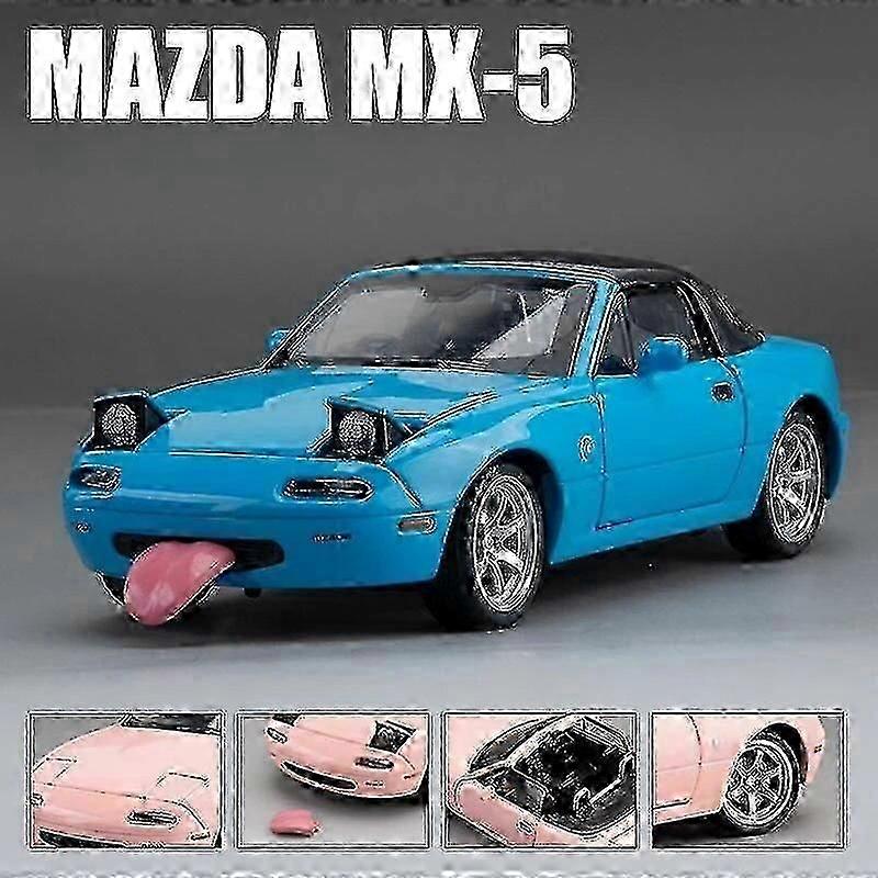 1/32 Mazda Mx-5 Miniature Diecast Mx5 Roadster Toy Car Model Sound & Light Doors Openable Collection Gift For Children Boy Kid