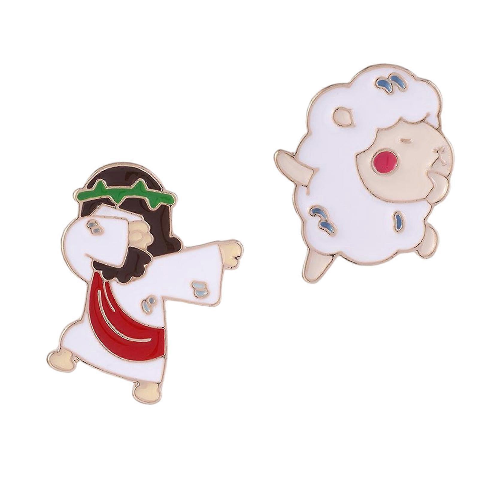 Jesuses Messiah Enamel Brooch Lapel Badges,Sheep Enamel Pin,Funny Button Pins Jewelry for Backpack Cloths Hats Jackets Multicolor