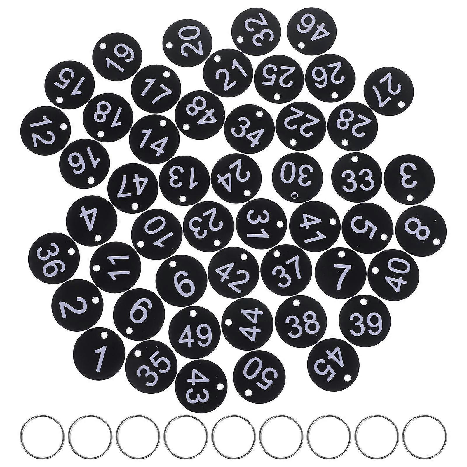 Acrylic Round Number Tags with Iron Rings for Hanging Black Compact Size 3.5 x 0.1 Inches