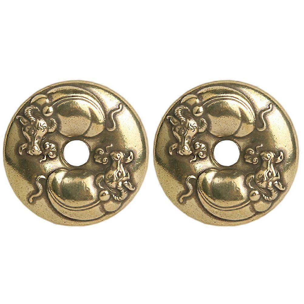 Chinese Style Brass Pendants for Decor 2Pcs Coffee Color Lucky Coin Model Turn Things Around
