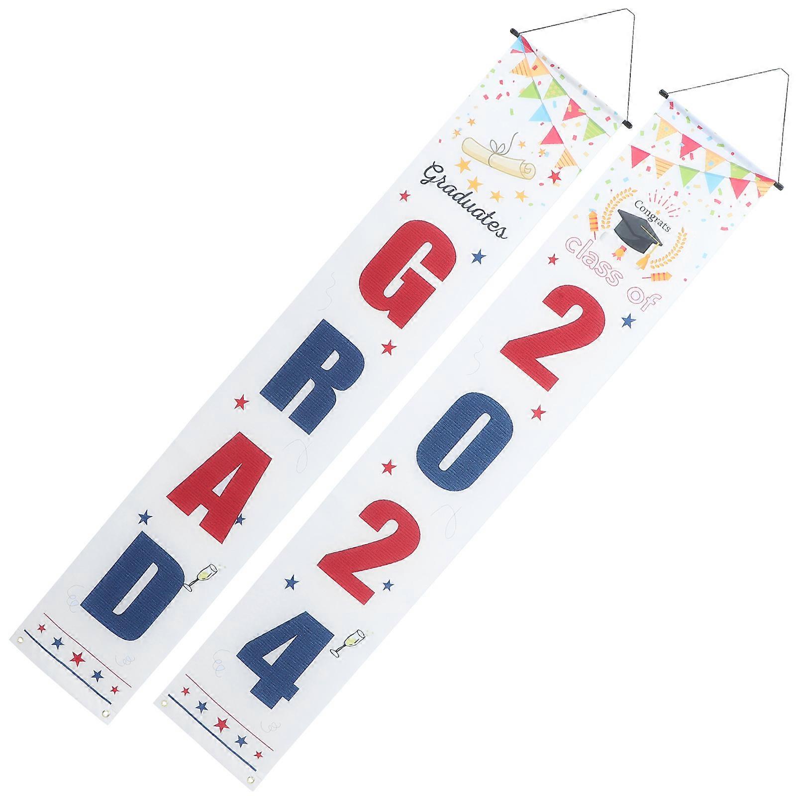 Graduation Porch Signs Decorative Couplets for Party and Door Decor Made of Polyester Multi Color 2024 Season
