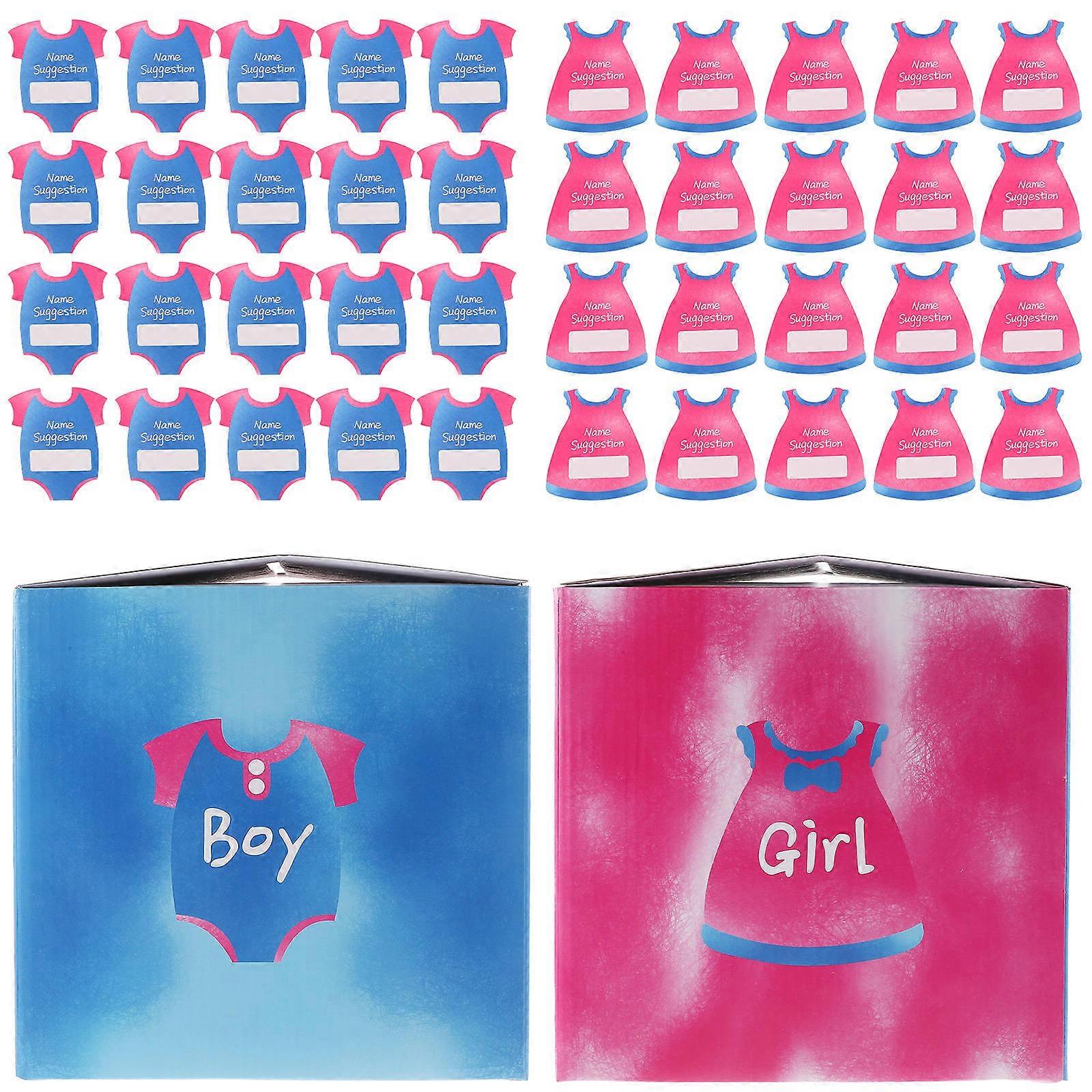 Baby Announcement Box Fill-In Cards Baby Shower Game Prize Square Shape Assorted Color 8.1×8.1×8.1in 1 Set
