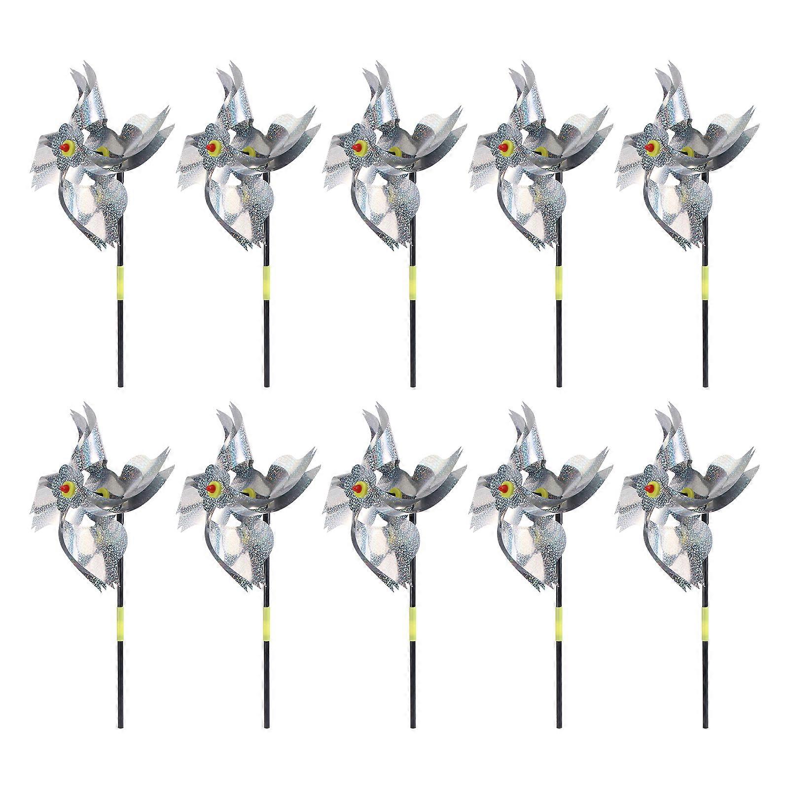 10pcs Decorative Windmill for Outdoor Gardens Easy Assembly, Bird Deterrent Wind Spinners for Patio, Yard, and Orchard Use
